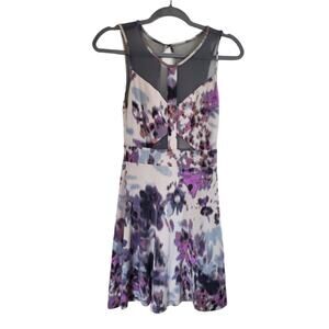 Silence + Noise Urban Outfitters Mesh Inset Purple Gray Cutout Dress Size Small